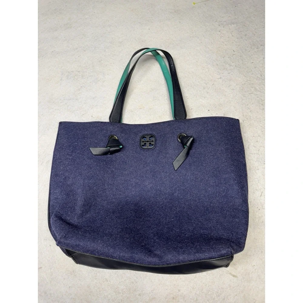 NWOT‎ Tory Burch Navy/Blue Felt Large Tote Bag